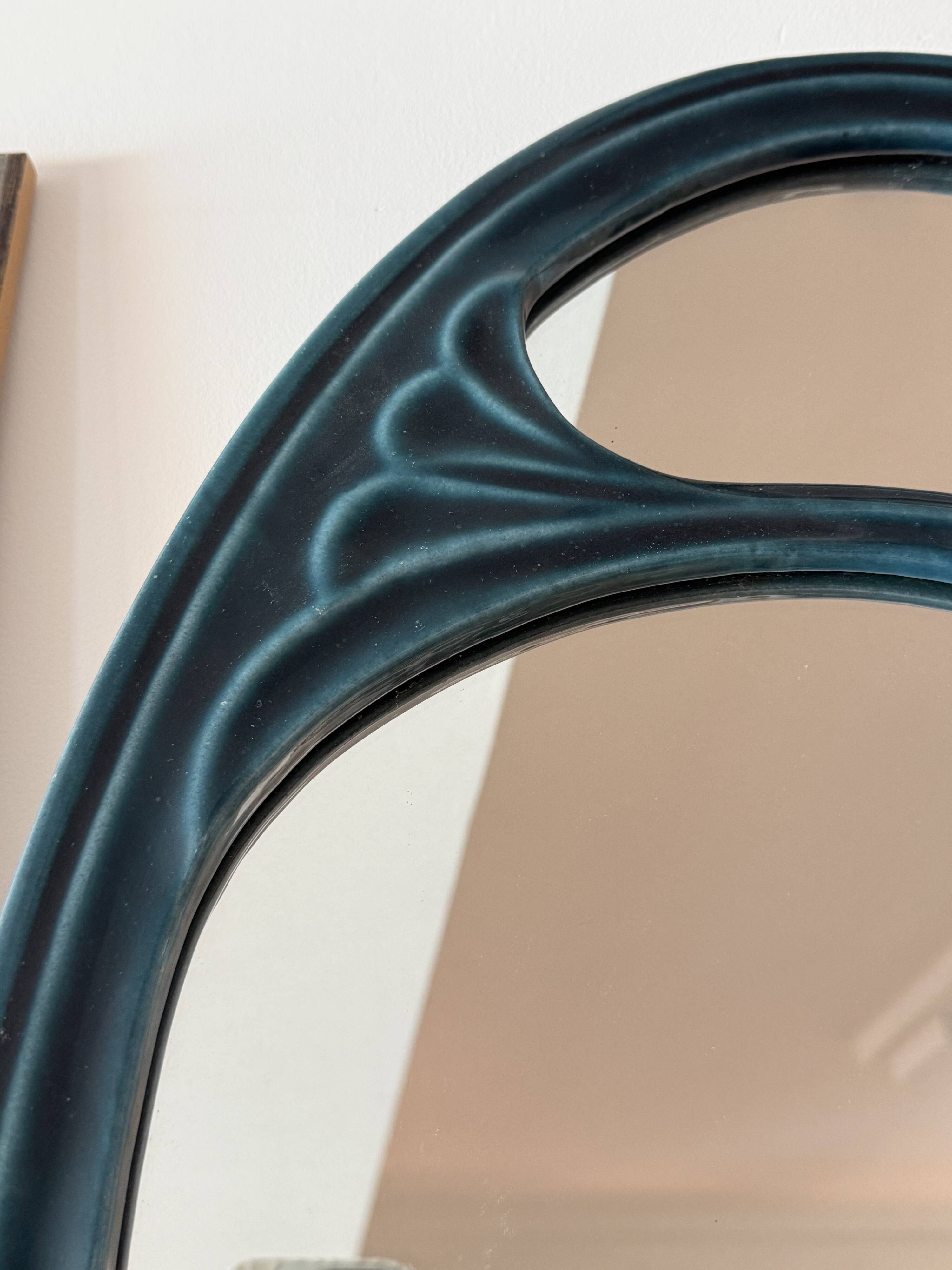 Art Nouveau style mirror in imperial green enamelled cast iron – Circa 1980