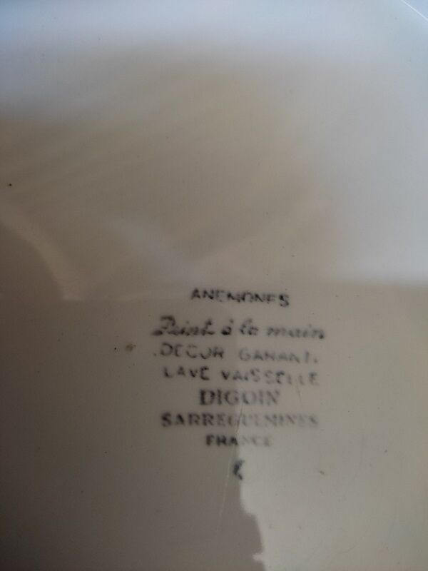 Plates Porcelain Digoin Anemones Sarreguemines Old dp 0722127