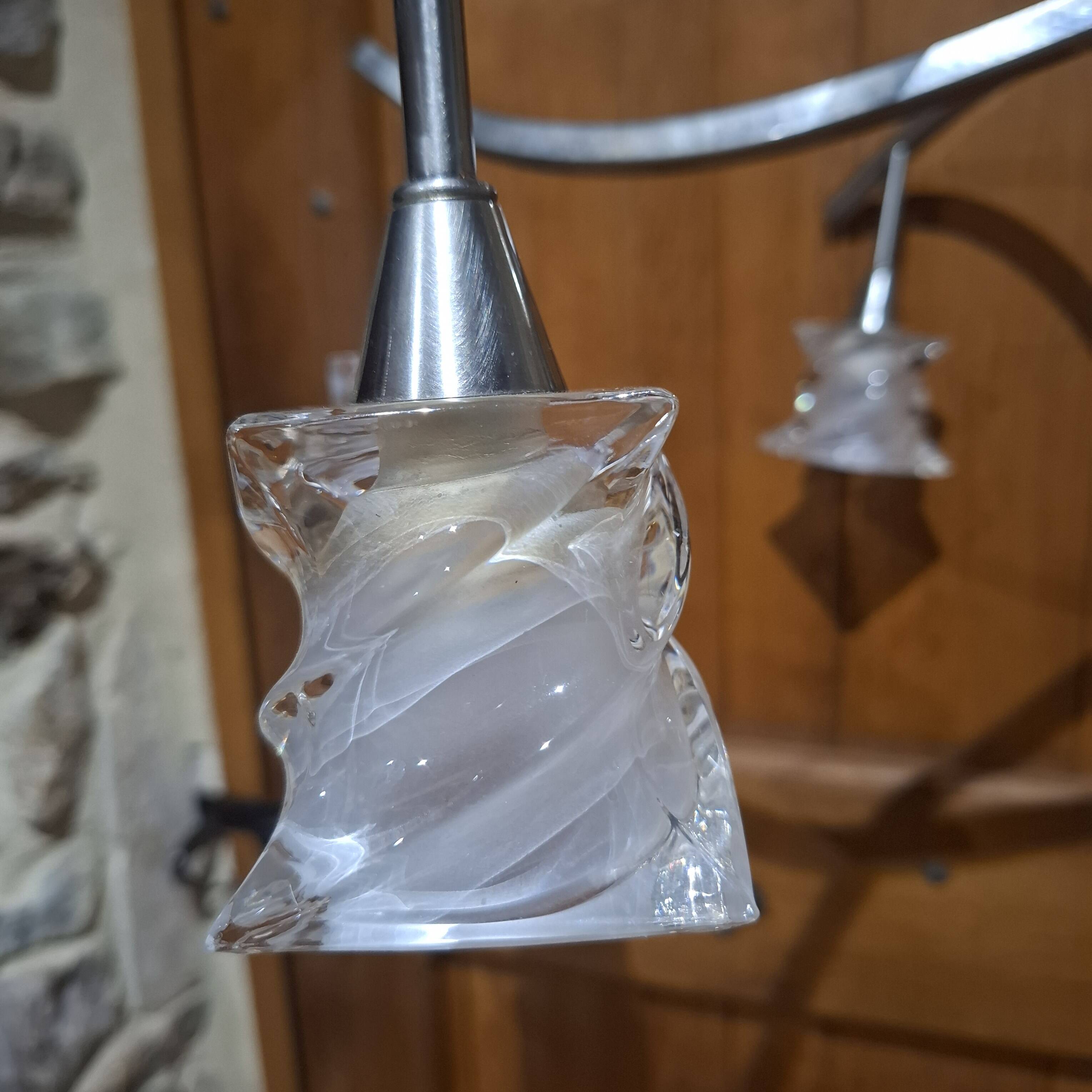 Lustre Salomon à 6 branches inox brossé