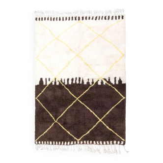 Tapis marron et or beni ouarine tissé à la main traditionnel 250cm x 150cm
