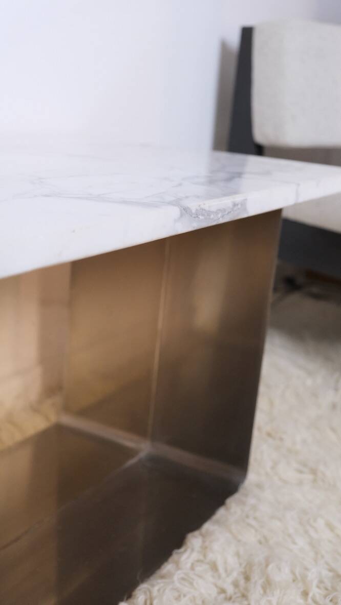 70s marble and aluminum coffee table