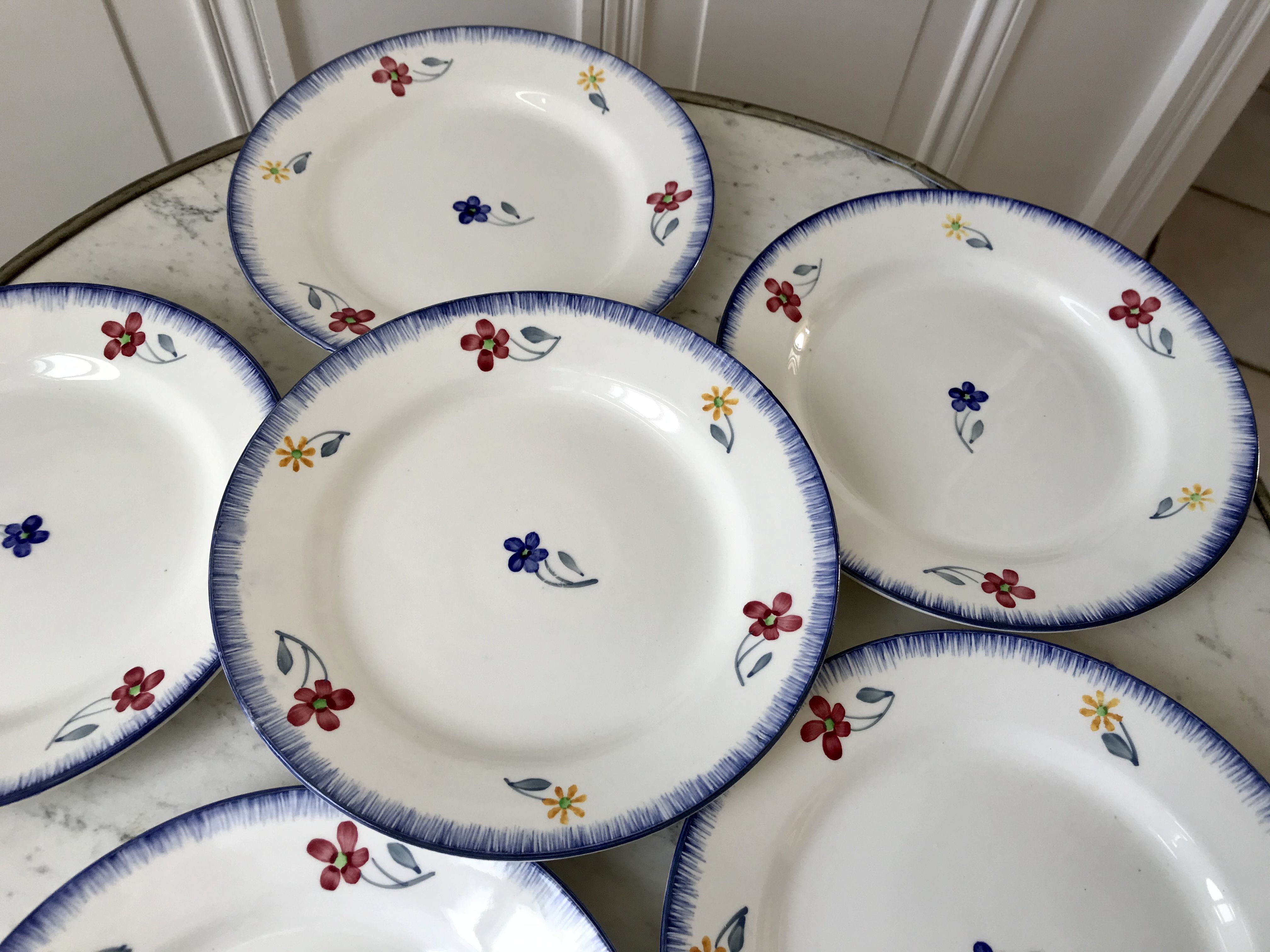Set of 6 dessert plates Digoin Sarreguemines, years 30-40