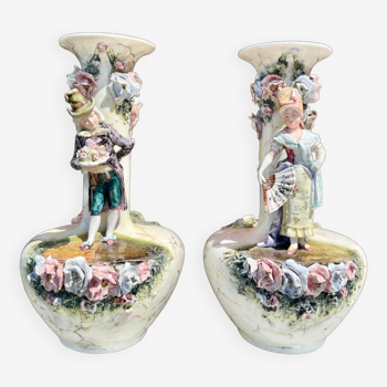 Pair of slip vases