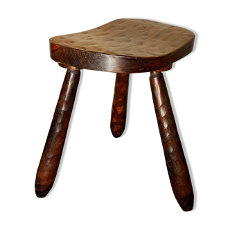 Tabouret tripode vintage forme libre pieds fusées en bois massif