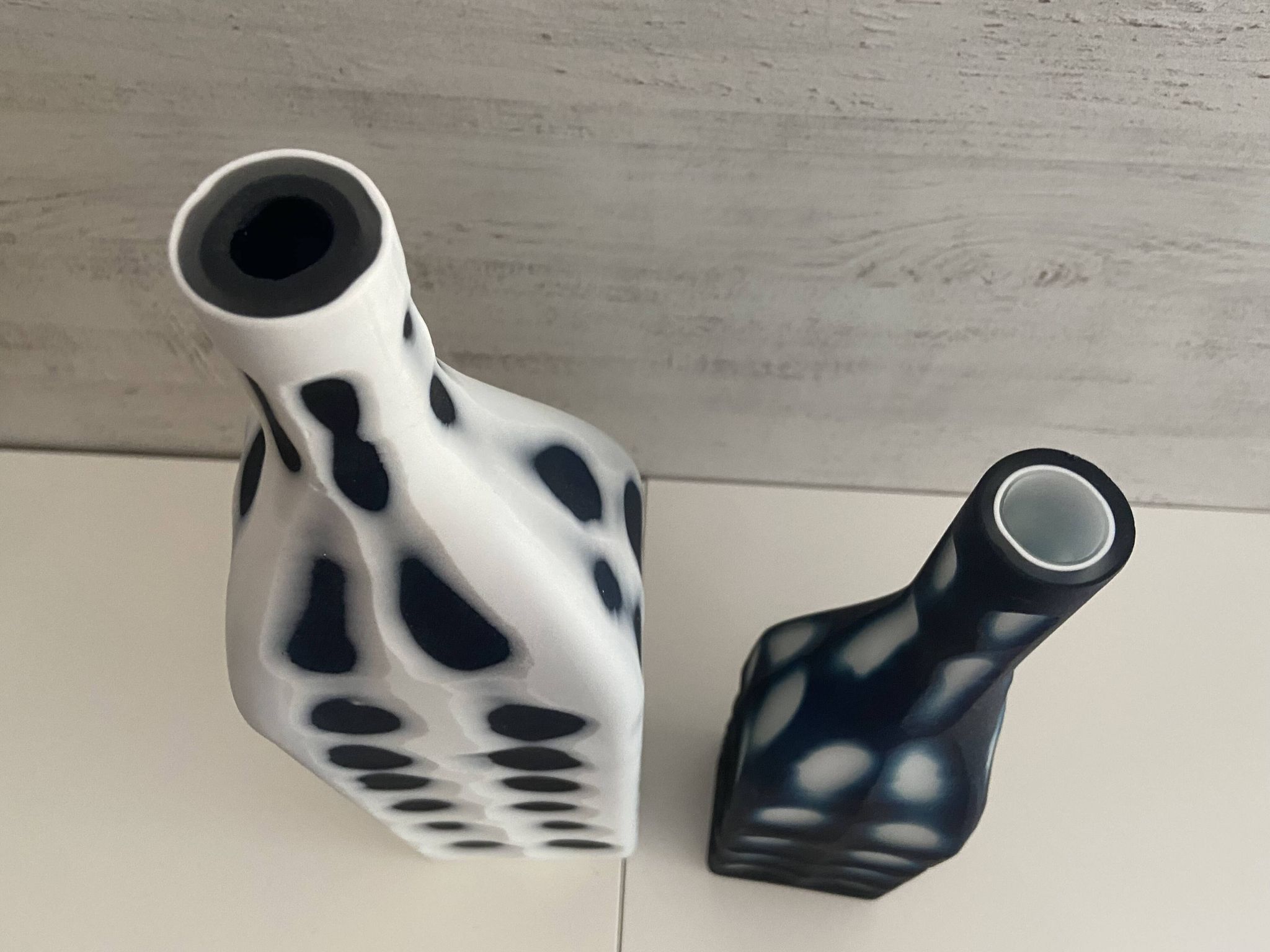 Contemporary Duo of Vases Bottles Soliflores KARE Design Glass Ceramic