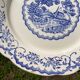 8 flat plates Digoin Sarreguemines blue and white vintage with countryside village décor