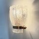 Vintage Hillebrand wall lamp ice glass with brass, 1970s Germany