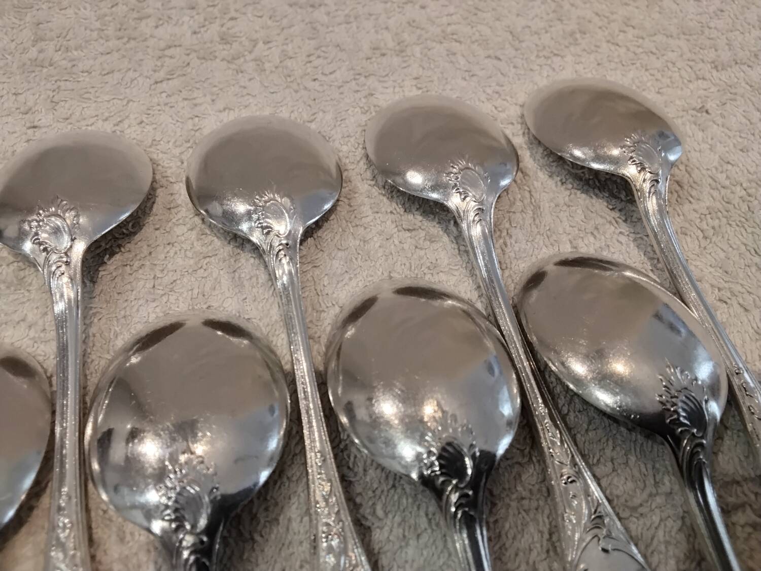 10 silver-plated ice cream scoops, Christofle Marly silversmith, engraved HBC