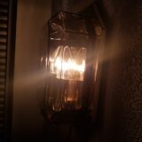 Geometric smoke topaz glass wall lamp, Glashütte Limburg, 80s