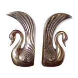 Pair of greenhouse books brass swans