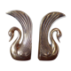 Pair of greenhouse books brass swans