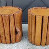 Pair of sofa ends table stool massive brutalist/design 20th century