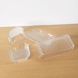 Set of vintage Arcoroc ramekin raviers on their tray