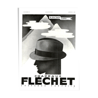 Affiche vintage années 30 Chapeau Fléchet