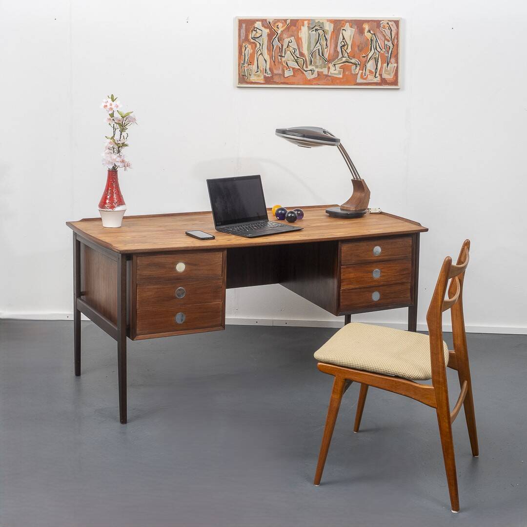 Bureau scandinave, teck, vintage, restauré