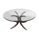 Table à café en verre et en bois, années 1960