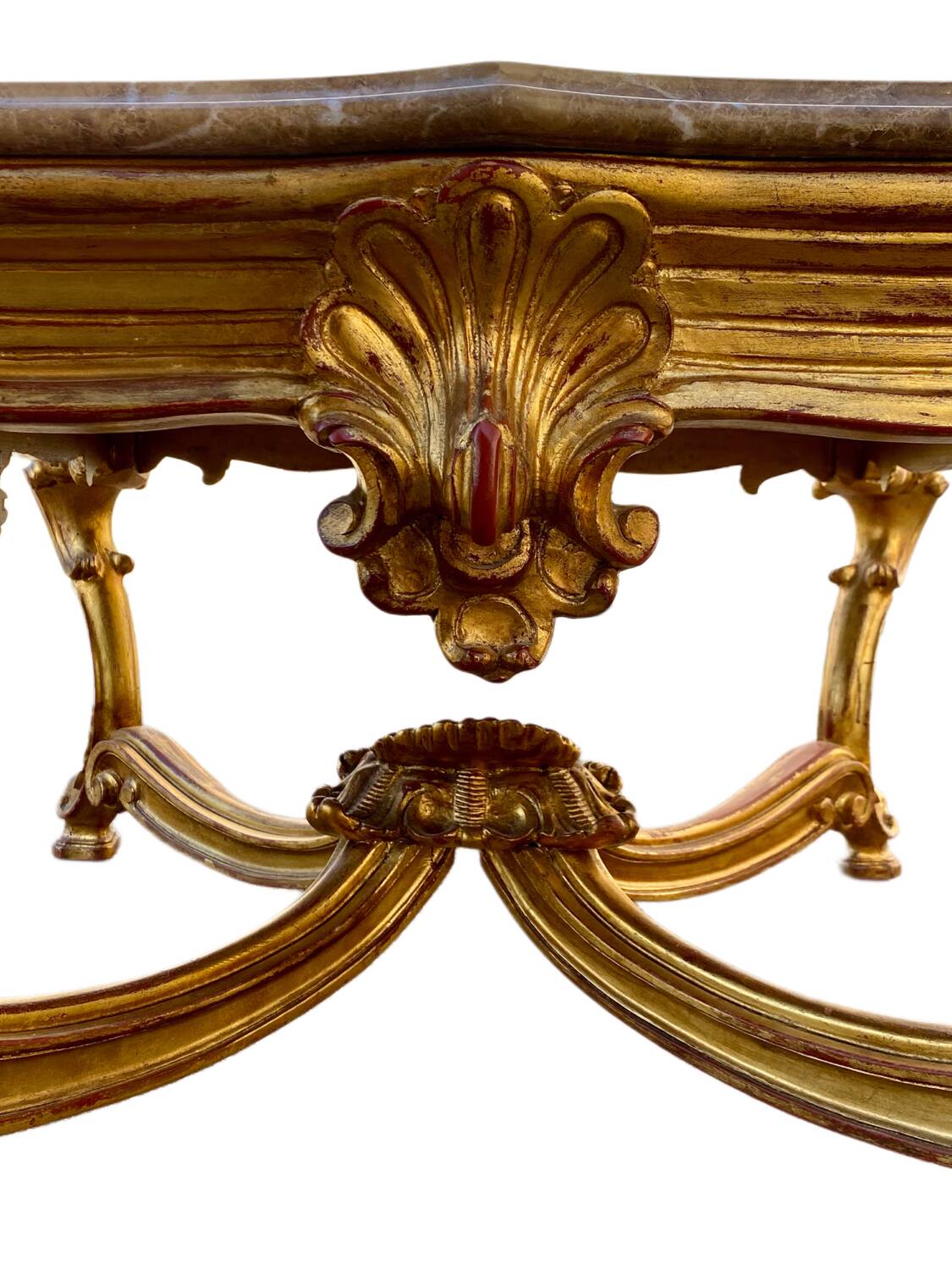 Table de milieu en bois doré table basse Louis XVI