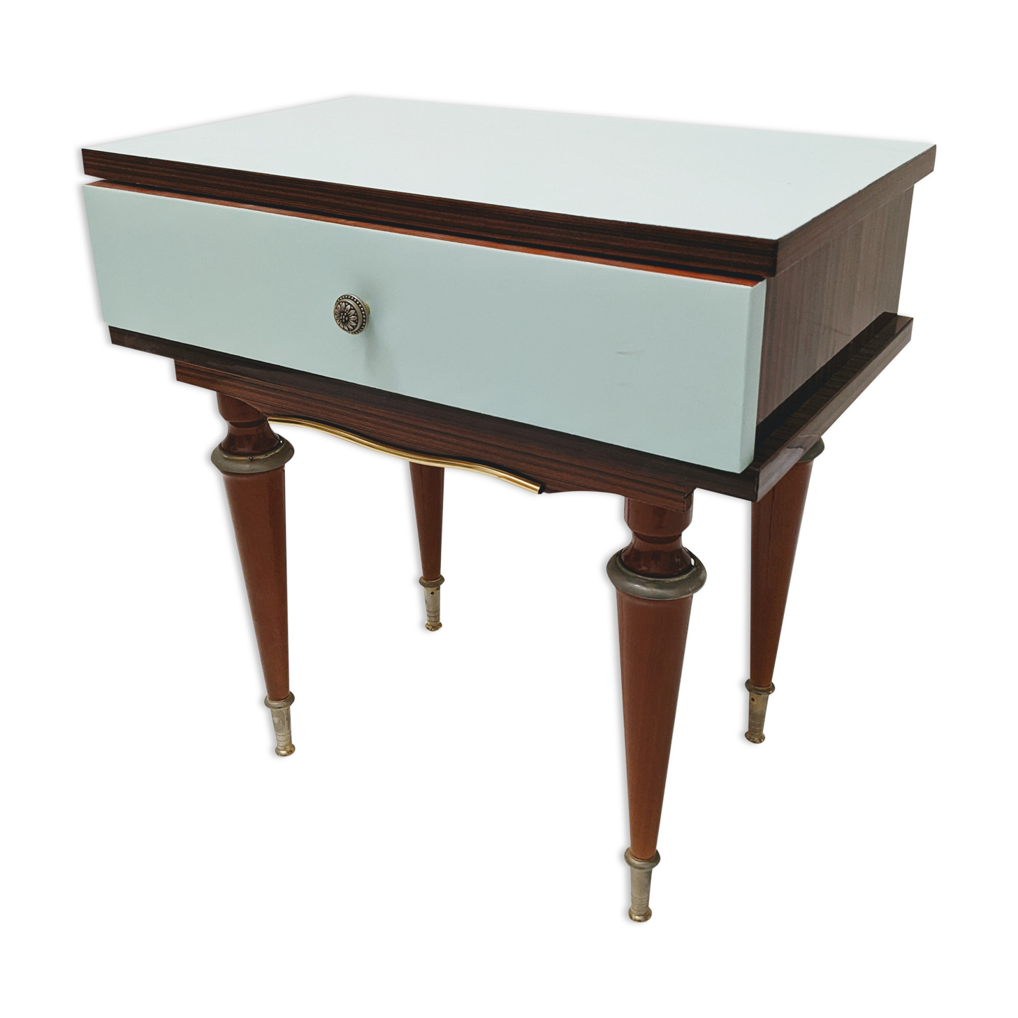 Vintage wooden bedside table / spindle legs