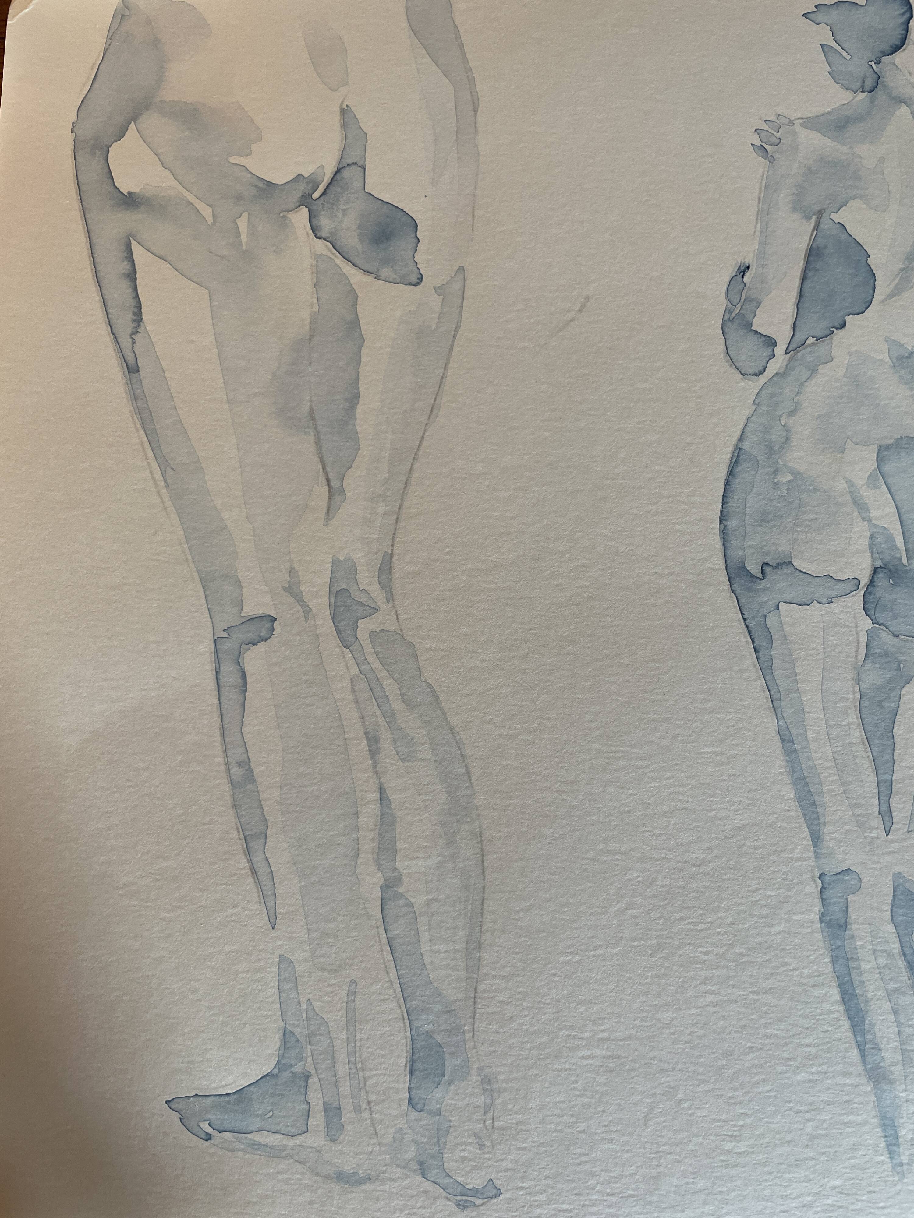 Tableau signé aquarelle « étude de dos féminins »