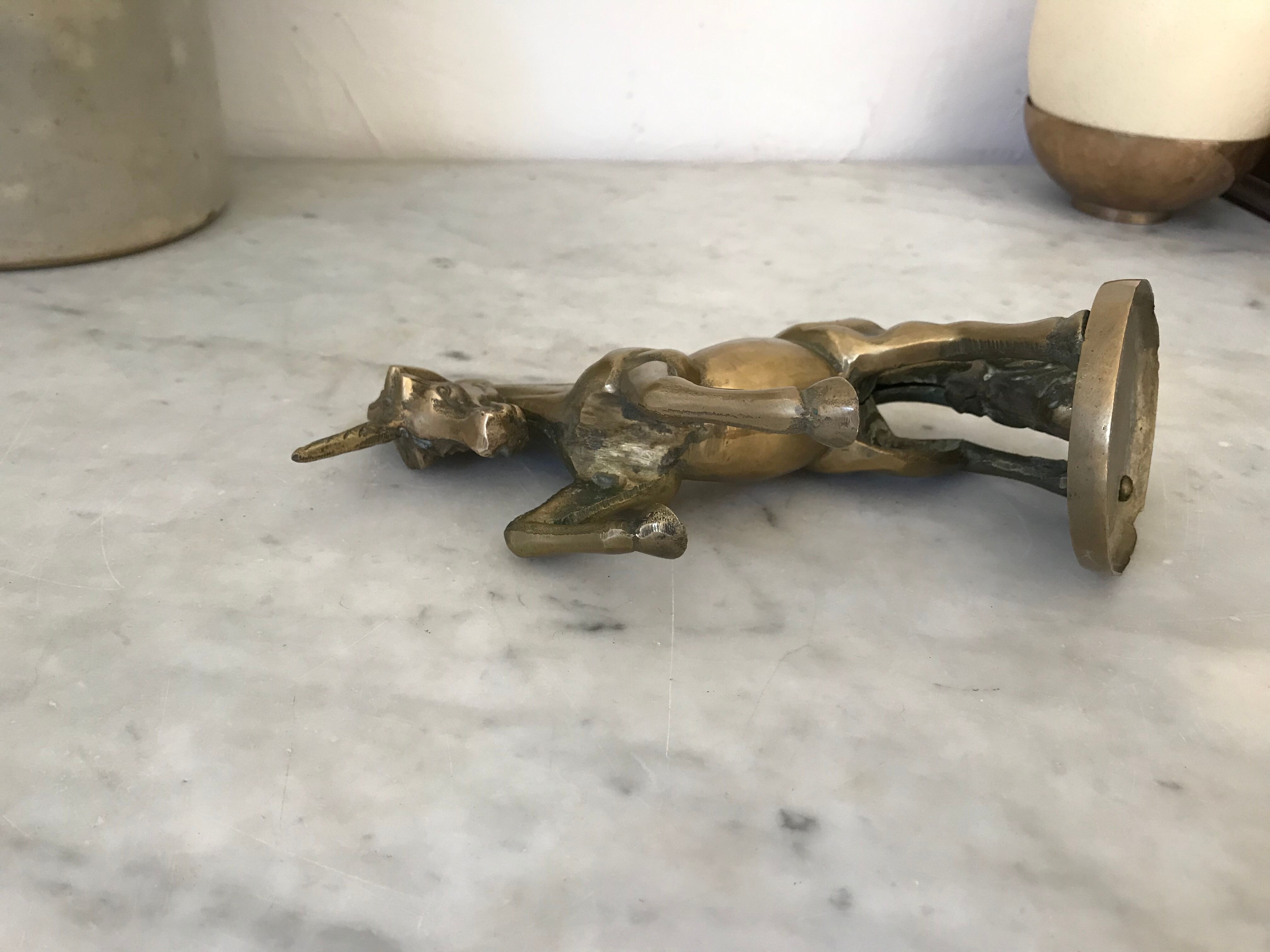 Vintage unicorn figure in brass