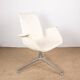Fauteuil danois, cuir blanc+acier chromé, modèle fk 6725 ou « tulip chair » , preben fabricius/knoll
