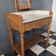 Antique dressing table with marble and solid wood with mirror.