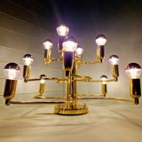 Large designer brass ceiling light, 70s