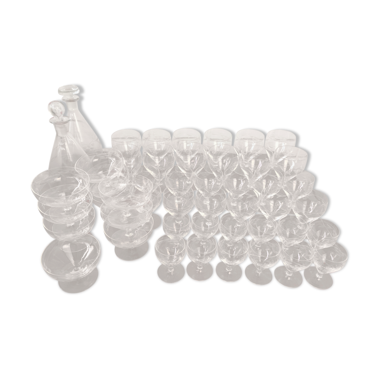 48-piece engraved glass service