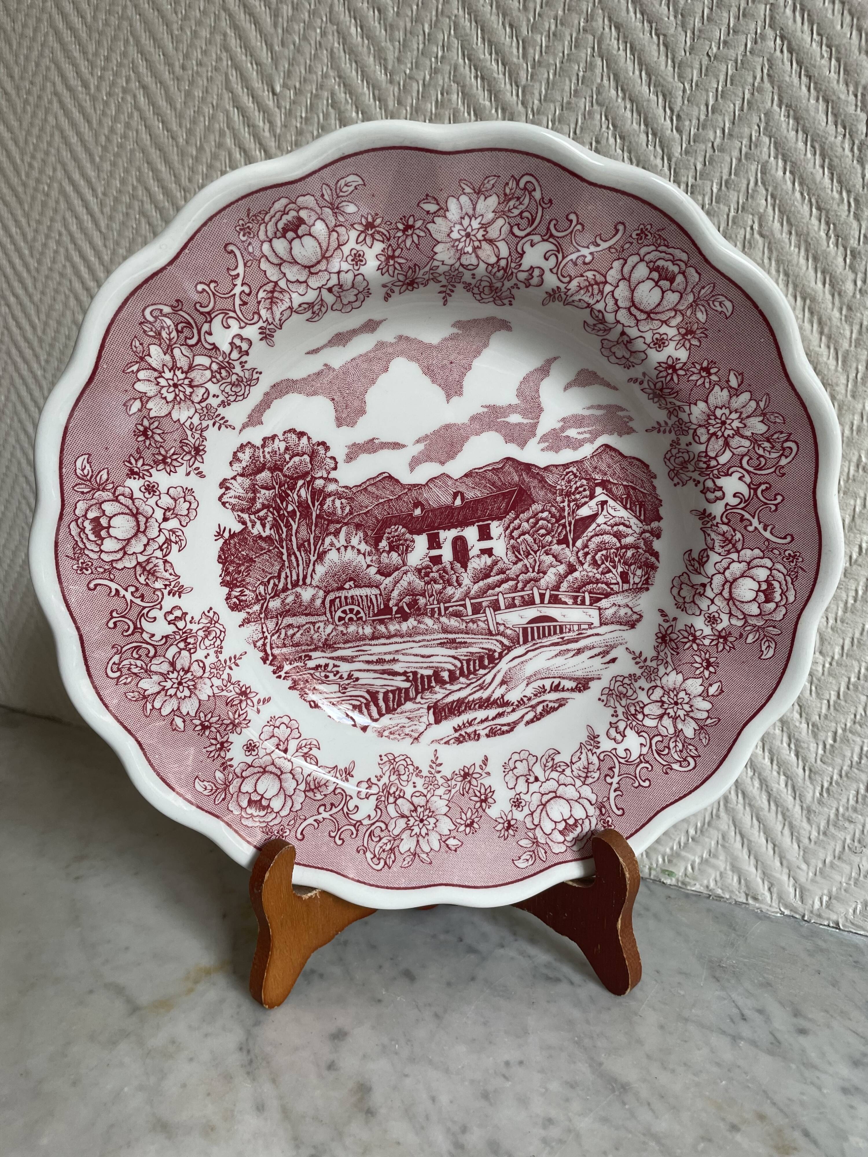 Set of three pink soup plates Fontebasso Made in Italy