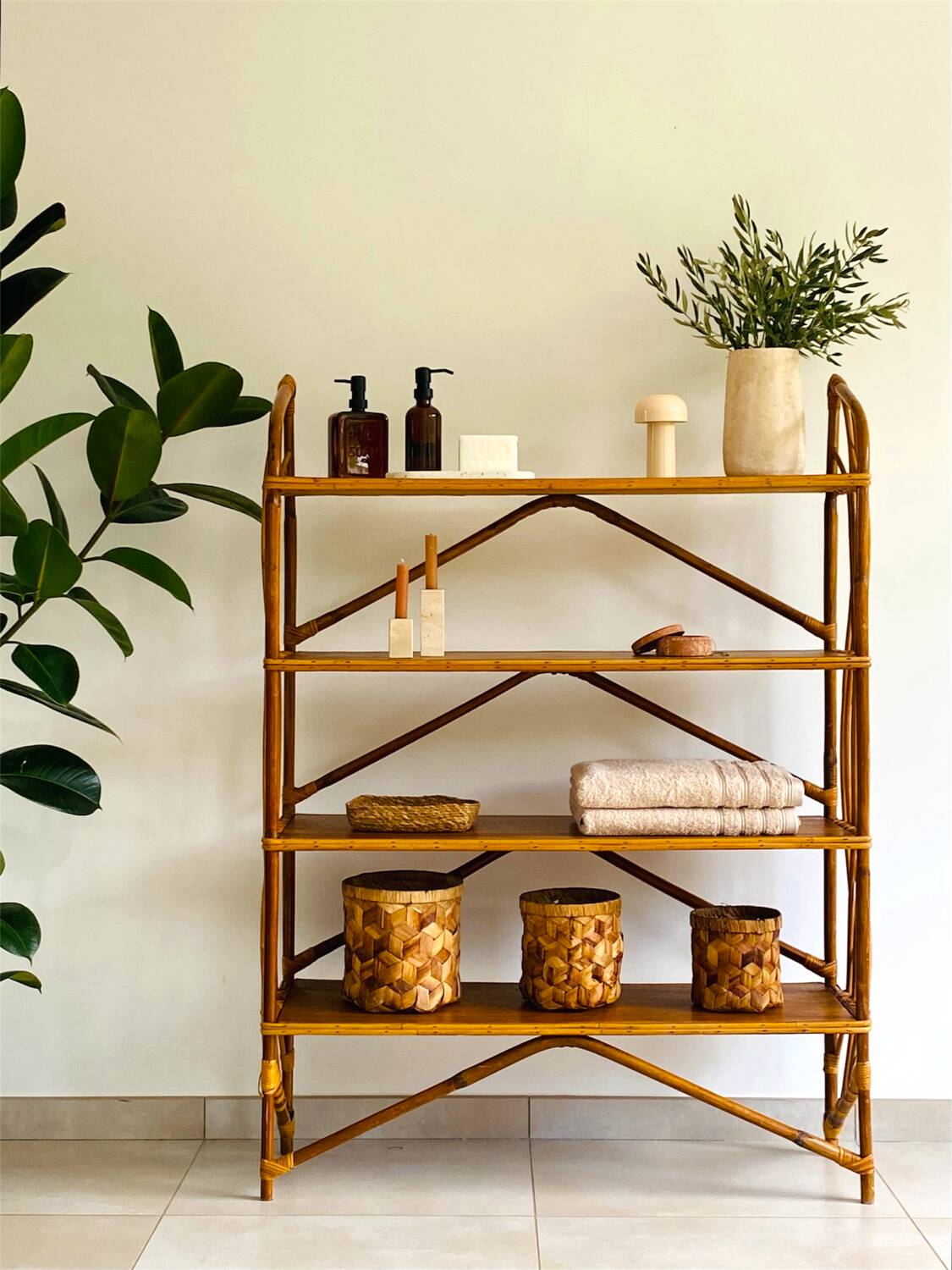 Vintage rattan shelf