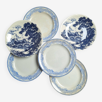 Assiettes plates bleu vintage