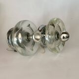 Pair of Mid-Century Wall Sconces in Glass and Chrome