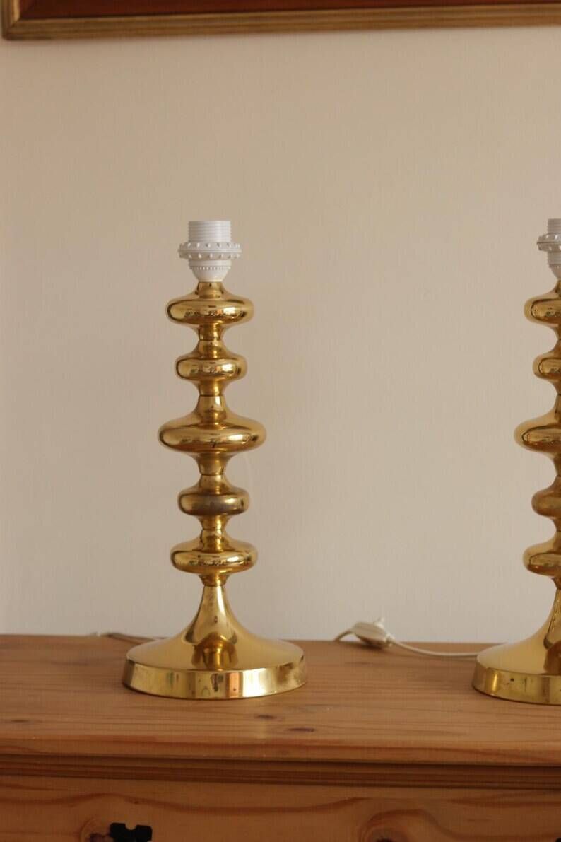 Single Swedish Brass Bobbin Table lamp