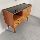 Scandinavian vintage wood and glass enfilade , 50s/60s