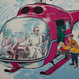 Poster "Skiing accident" Offset printing published by Quirin Haslinger Linz Austria 1964