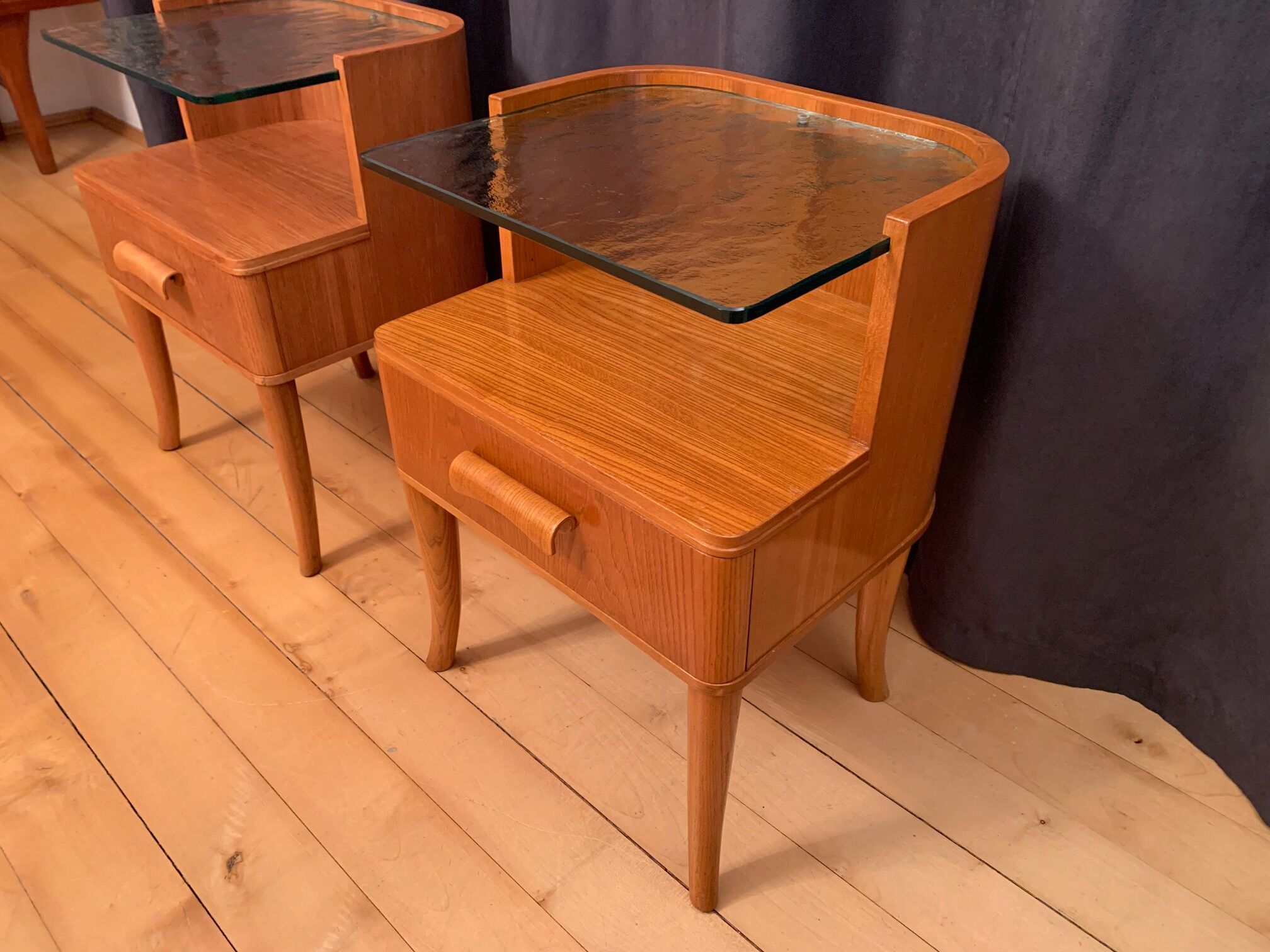 A pair of bedside tables by Axel Larsson, Bodafors, Sweden, 1940s.