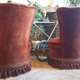 Pair of velvet toad chairs