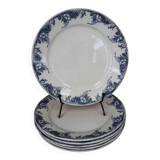 Antique earthenware dessert plates with the lions of France "Pernelle"