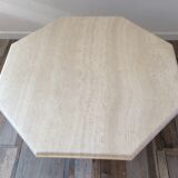 Octagonal coffee table in travertine