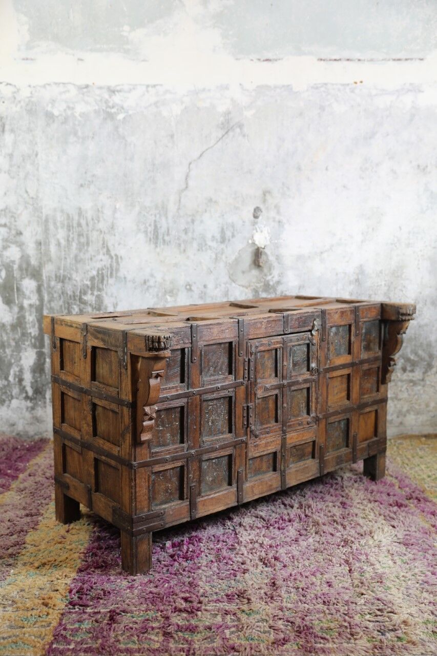 Indian wooden and iron sideboard with a central door