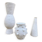 Lot de 3 vases vintage blancs