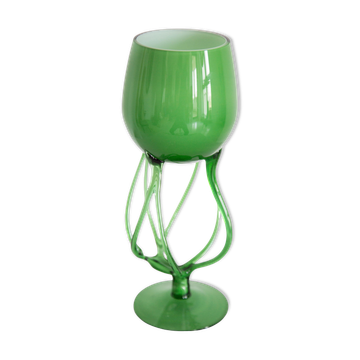 Vase vert artistique vintage du milieu du siècle, Pologne, Europe, années 1970
