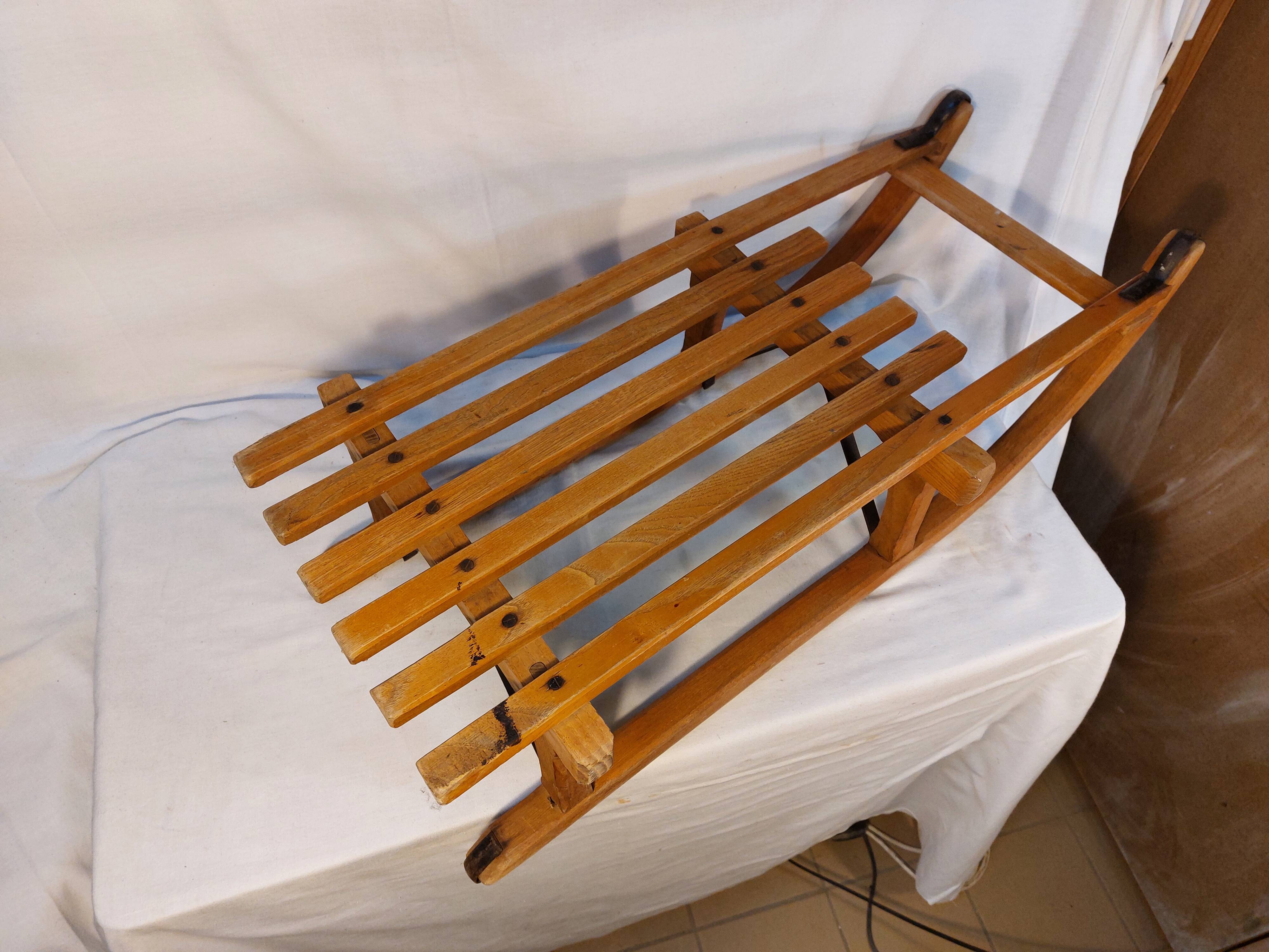 Vintage wooden and metal sled - 75 cm