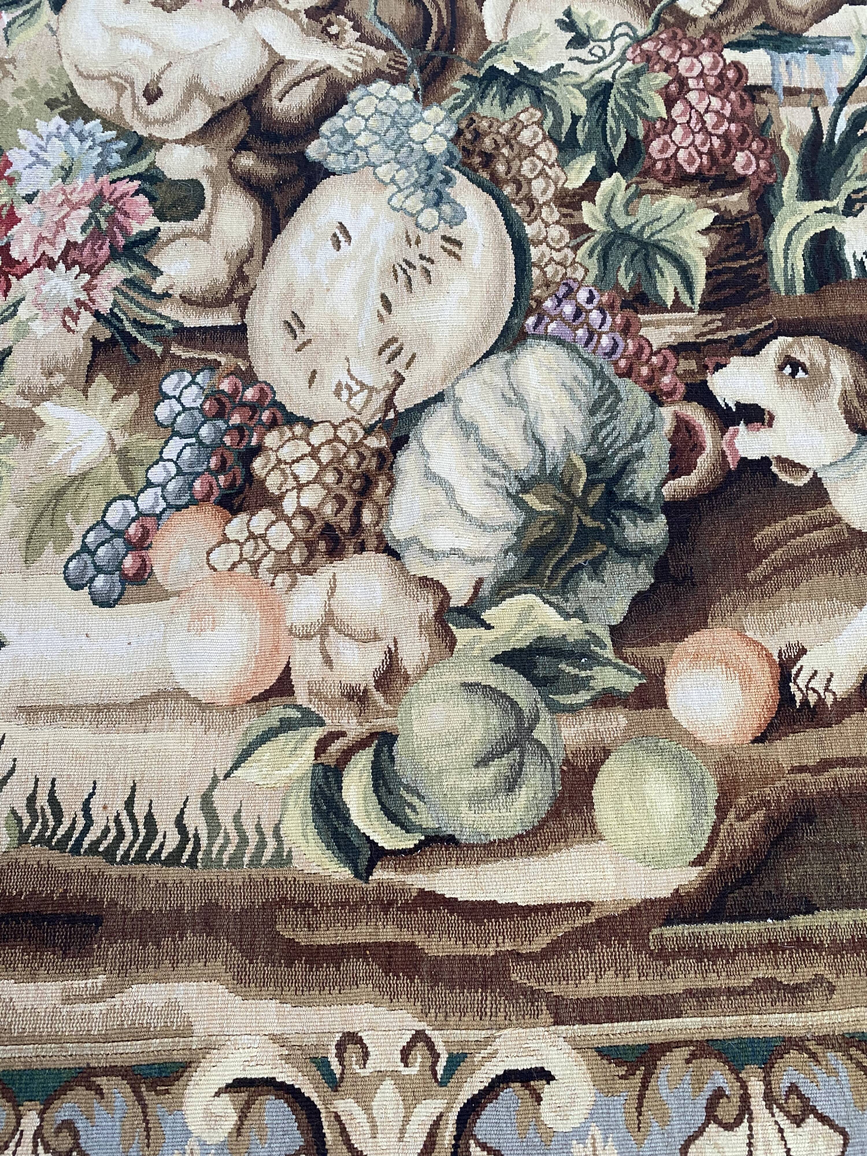 Handmade aubusson vintage tapestry 116x149 cm
