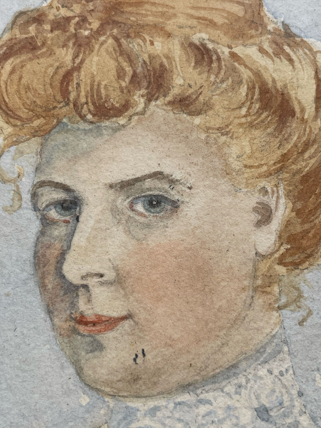 Watercolor painting portrait of an old impressionist woman