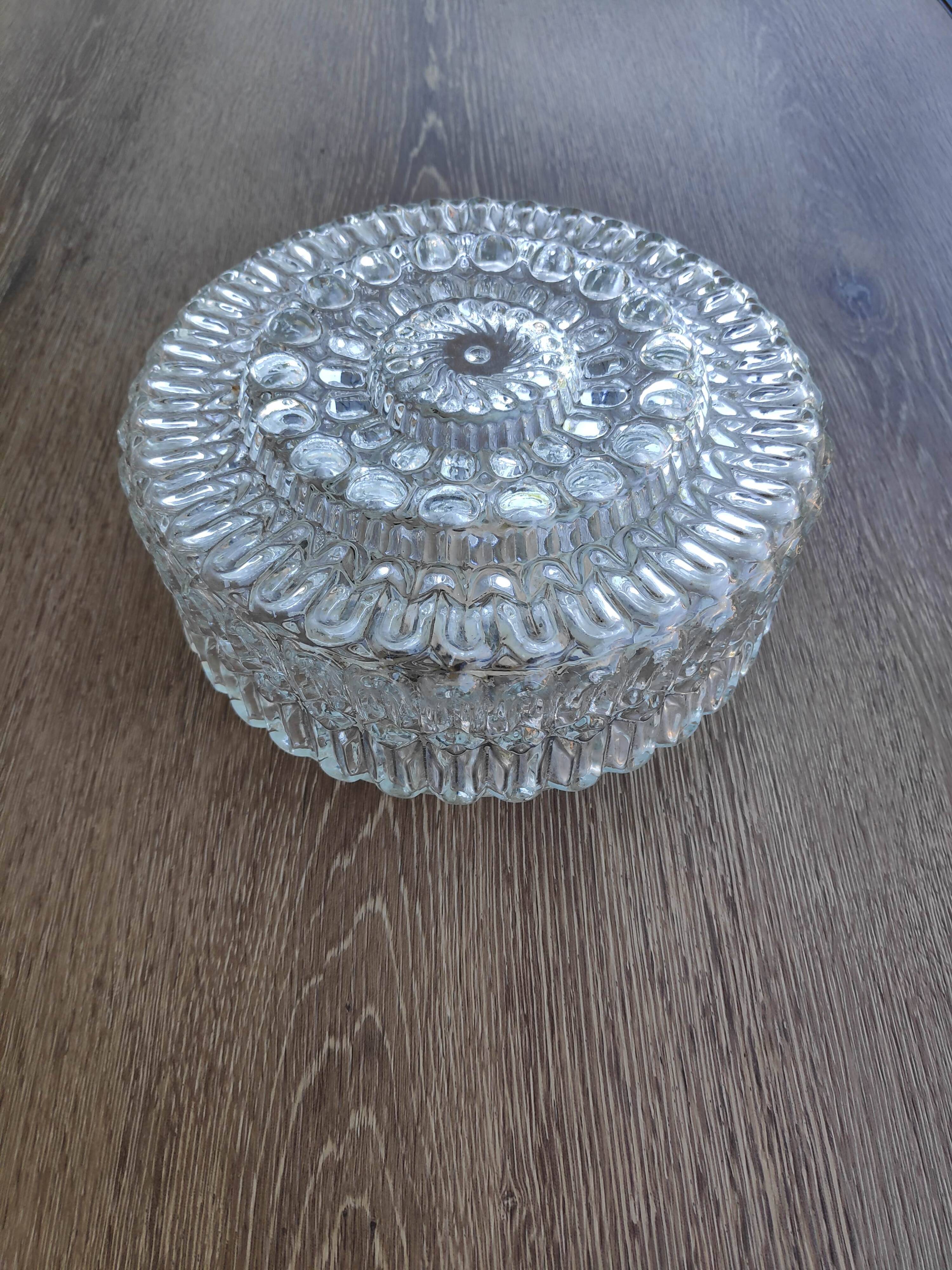 Round ceiling light in thick glass