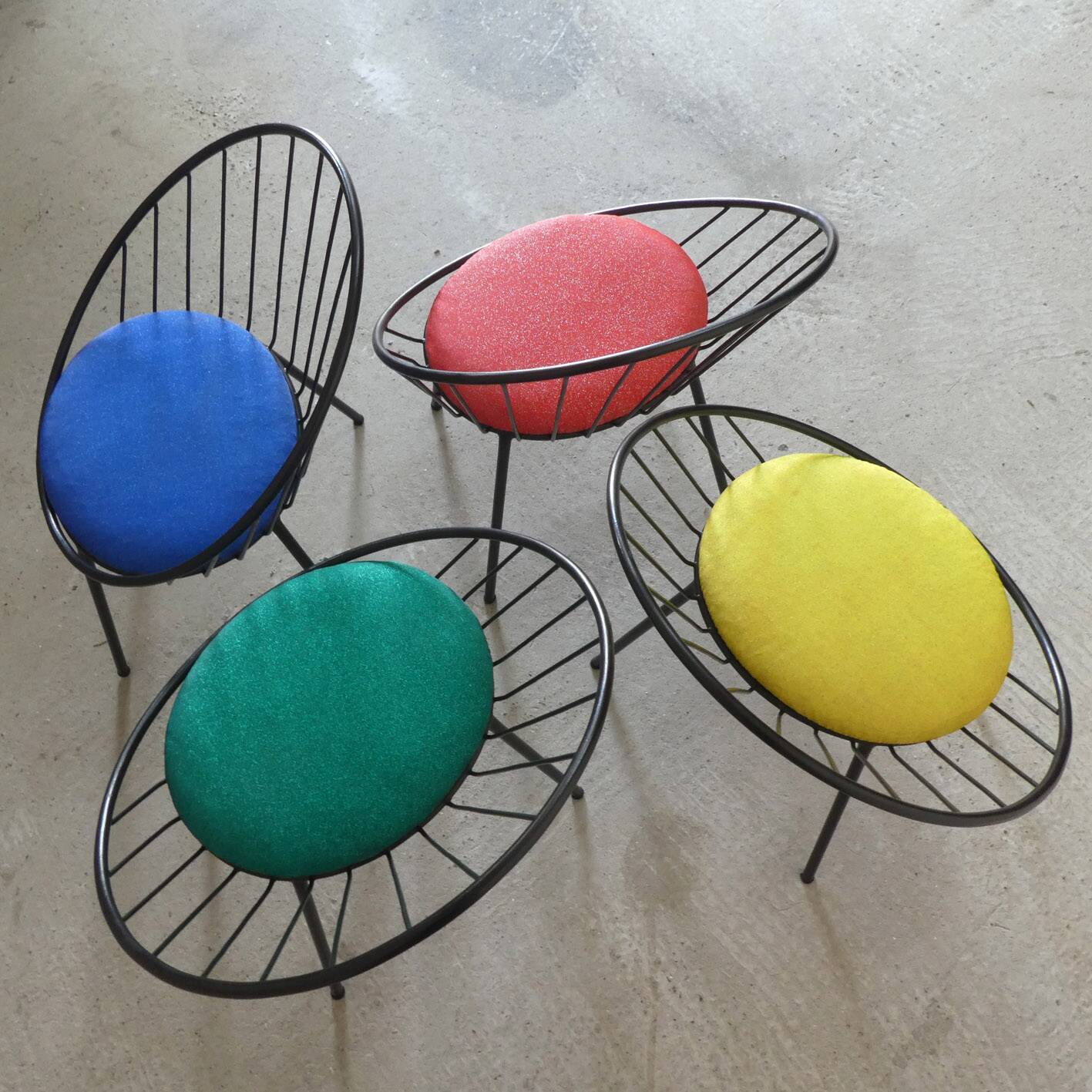 Set de 4 fauteuils corbeille des années 1950
