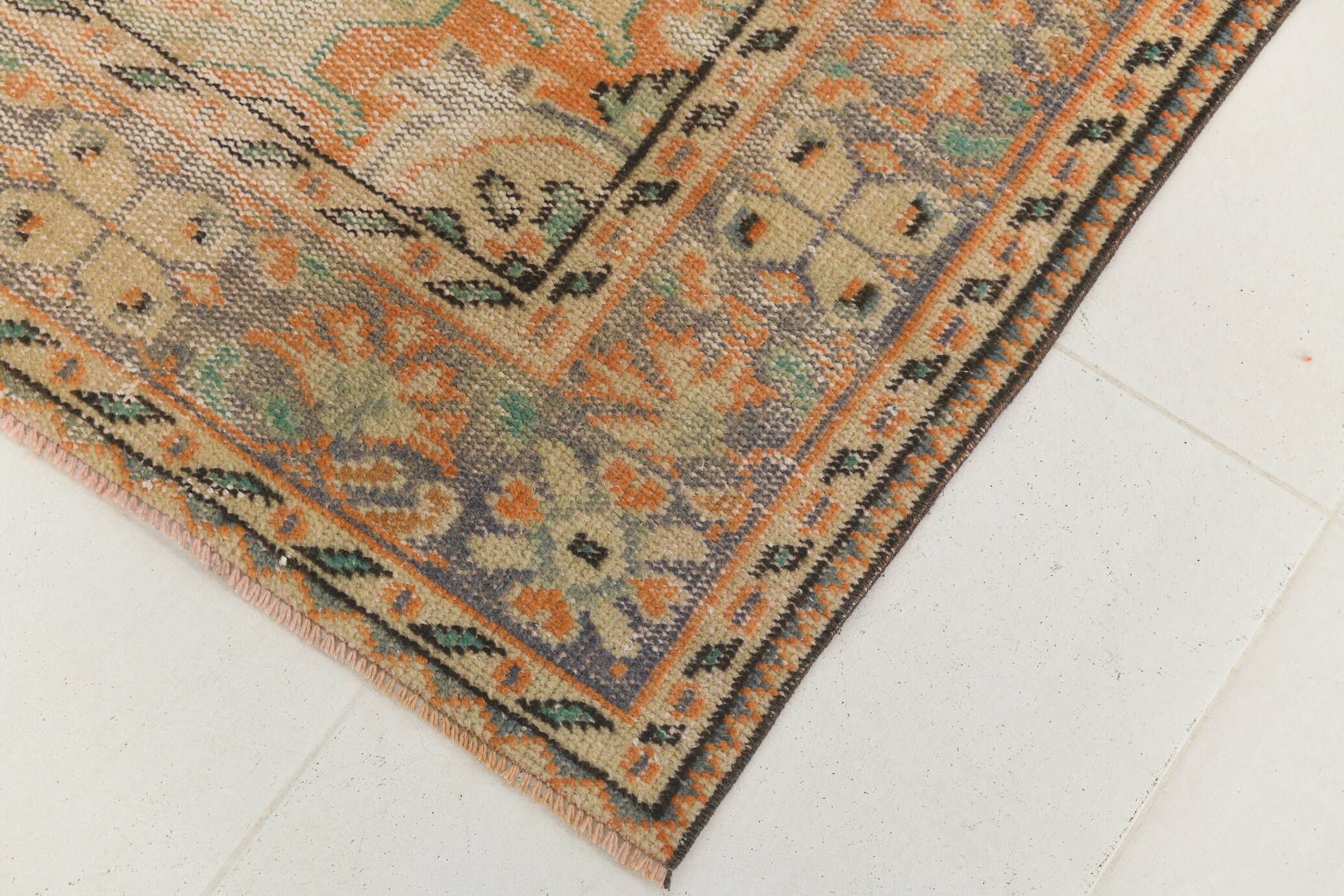 6x10 Peach Orange Large Vintage Rug, 184x290 Cm