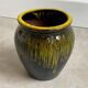 Small vintage ceramic vase with yellow drip glaze
