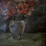 Oil on canvas still life bouquet of flowers by R. Schroder 1942
